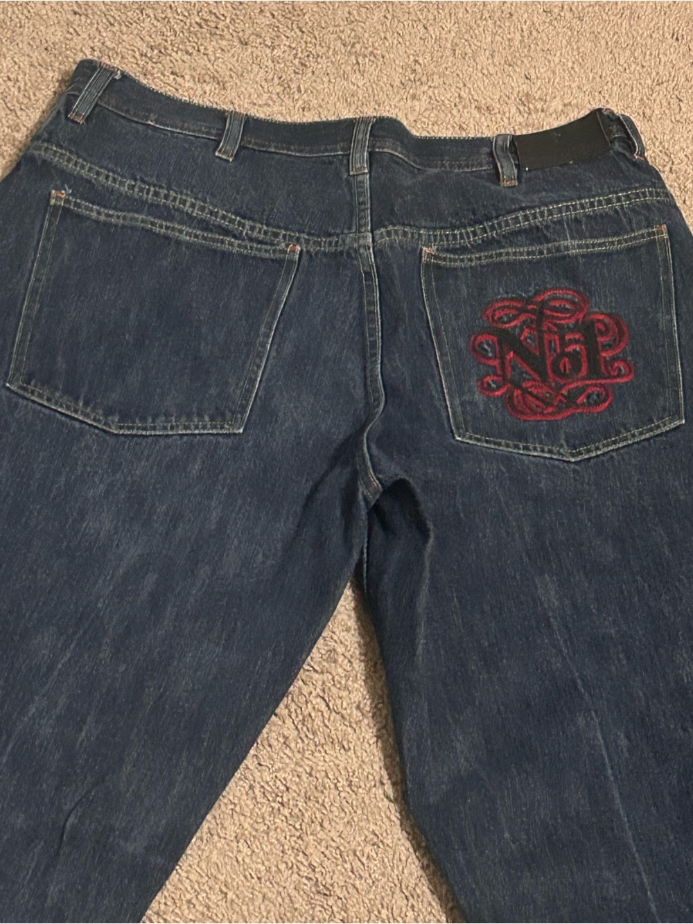 Sean John dark wash wide-leg denim jeans